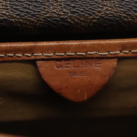 CELINE Macadam Canvas Shoulder Bag PVC Leather Brown - Picture 12 of 16